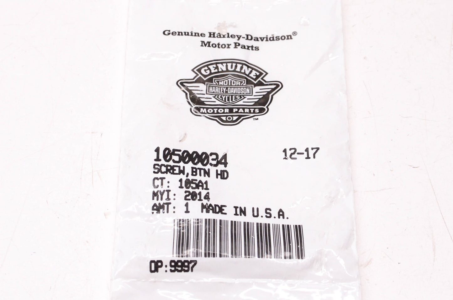 New OEM Harley-Davidson 10500034 Button Head Screw NOS