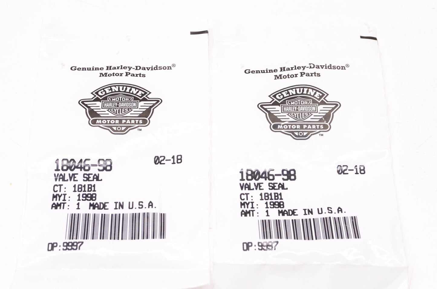 New OEM Harley-Davidson 18046-98 Valve Seal Qty 2 NOS