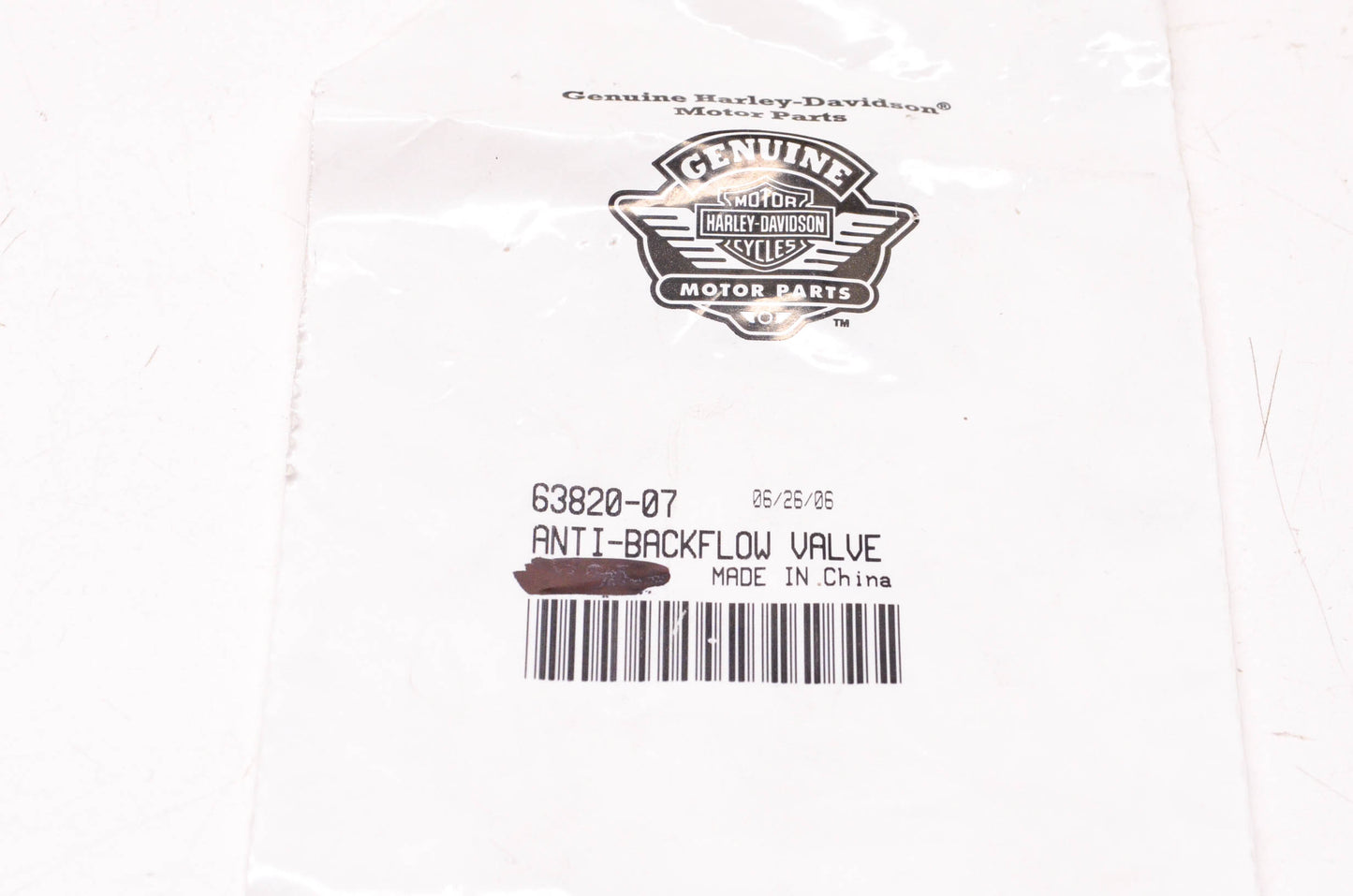 New OEM Harley-Davidson 63820-07 Anti-Backflow Valve NOS