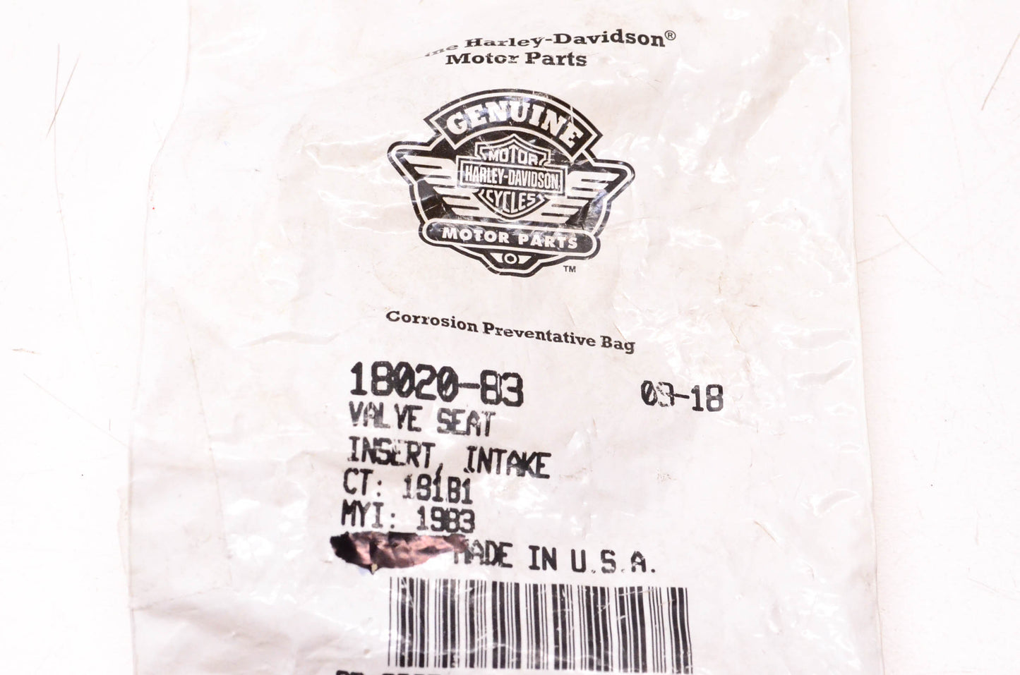 New OEM Harley-Davidson 18020-83 Intake Valve Seat Insert NOS