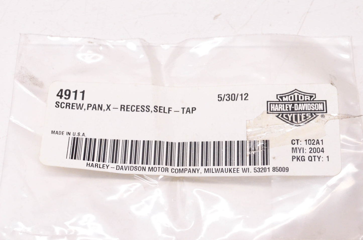 New OEM Harley-Davidson 4911 Self-Tap Pan Screw NOS