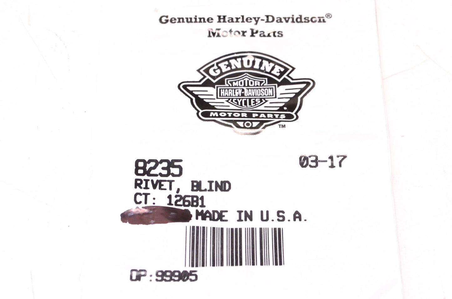 New OEM Harley-Davidson 8235 Blind Rivet NOS