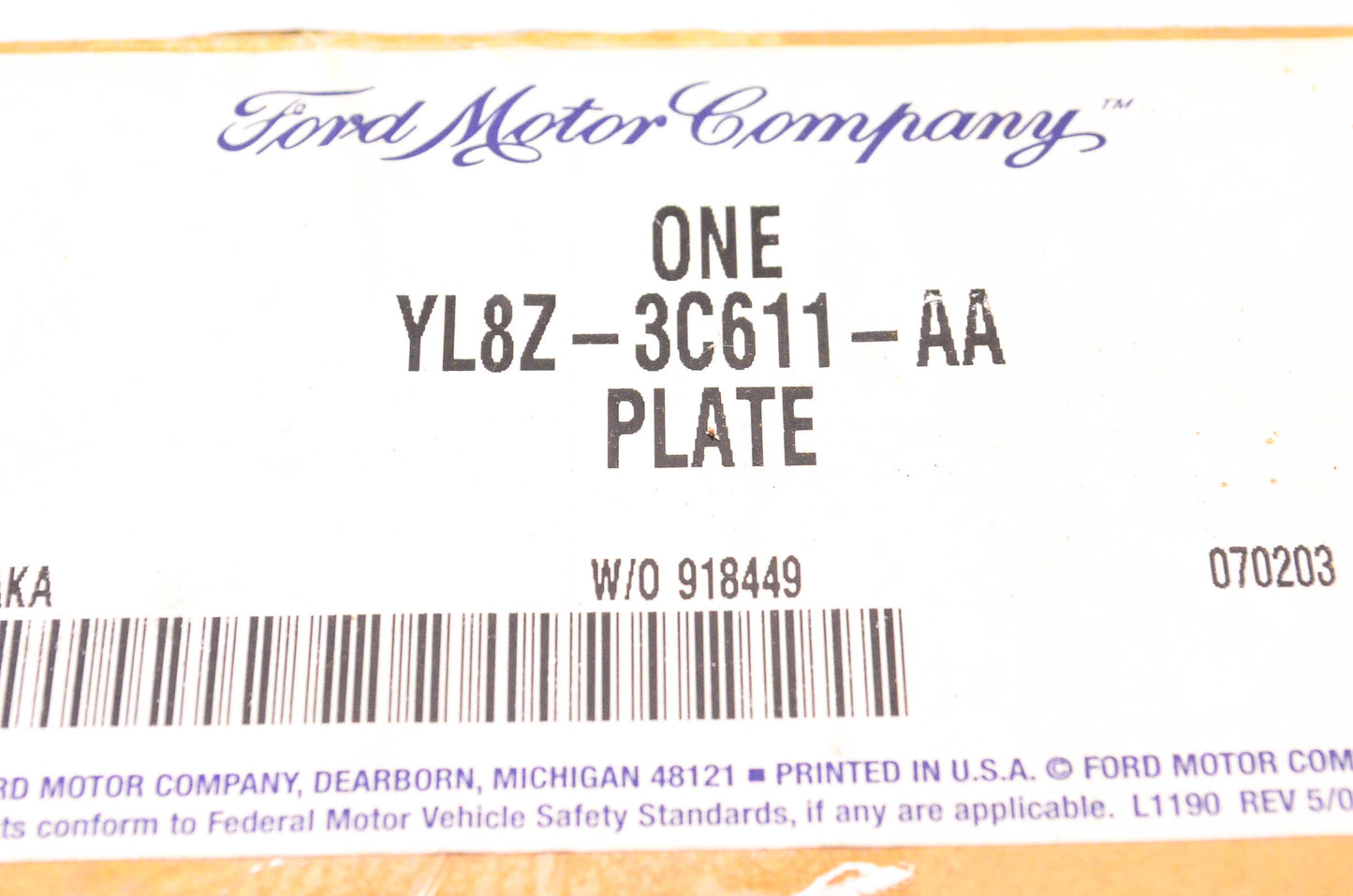 New OEM Ford YL8Z-3C611-AA Plate Dust Shield NOS