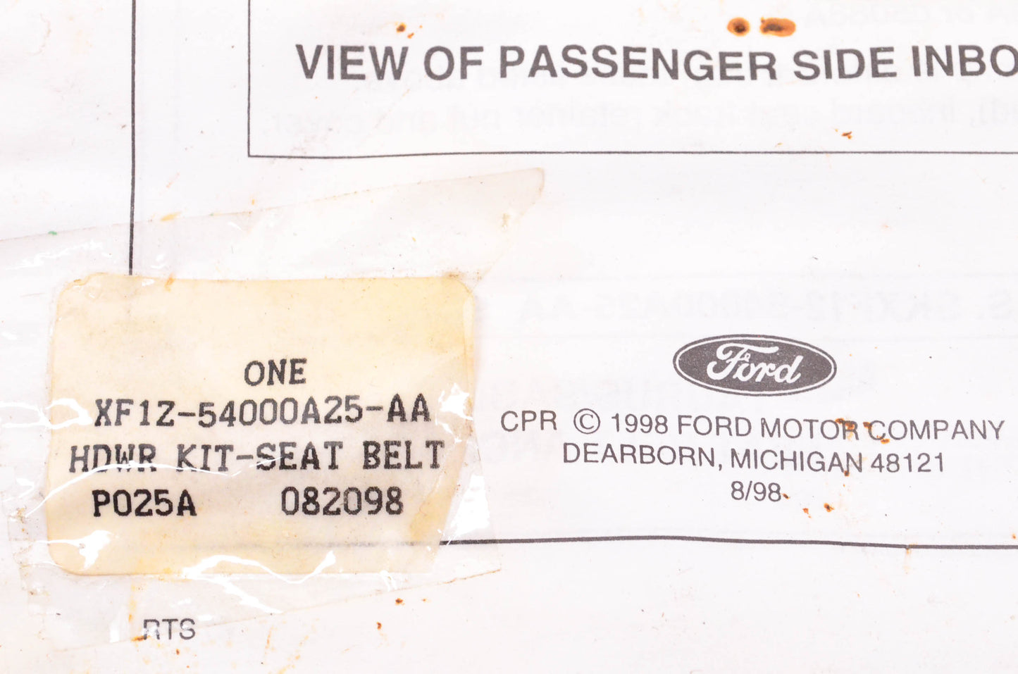 New OEM Ford XF1Z-54000A25-AA Seat Belt Hardware Kit NOS