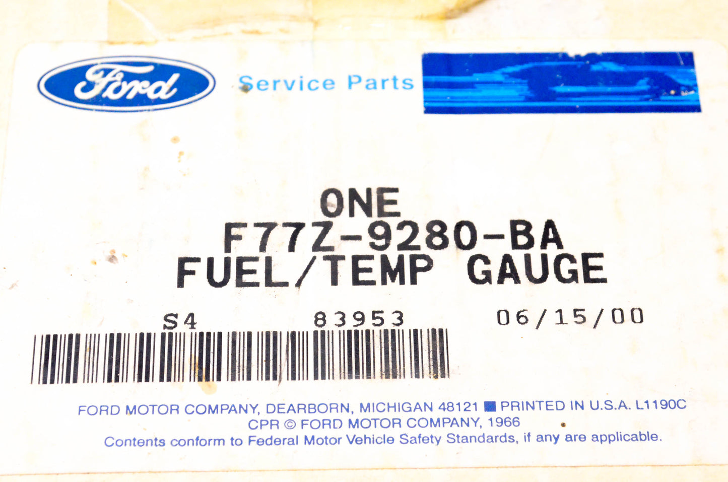 New OEM Ford F77Z-9280-BA Fuel & Temperature Gauge NOS