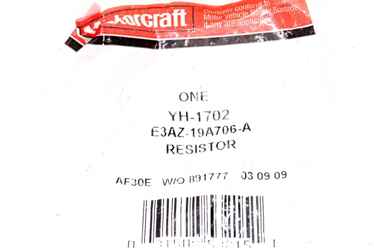 Motorcraft YH-1702, E3AZ-19A706-A Blower Motor Resistor NOS