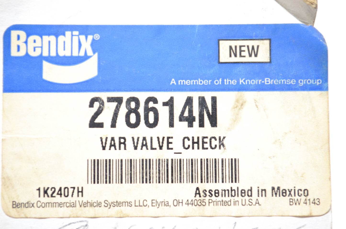 Bendix 278614N Check Valve NOS