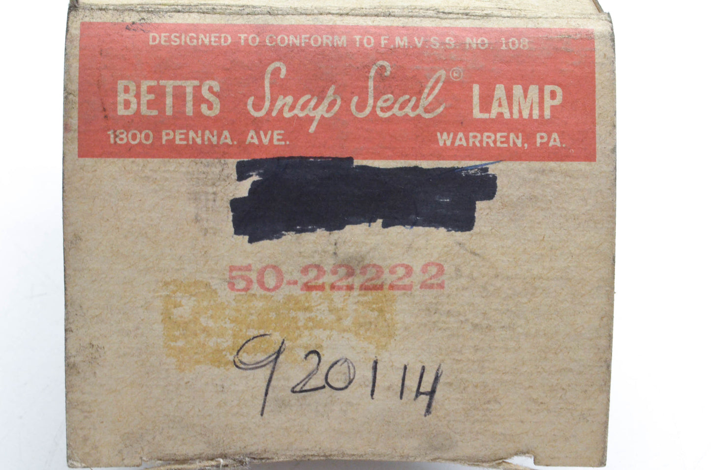 Betts 50-22222 Snap Seal Lamp Assembly NOS