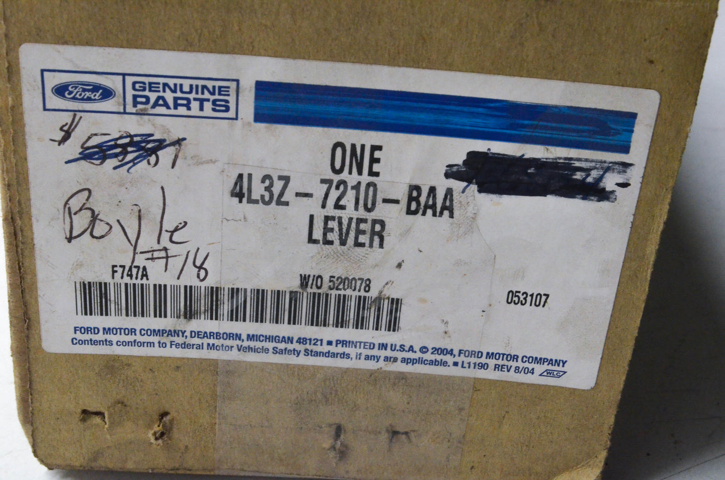 New OEM Ford 4L3Z-7210-BAA Transmission Column Shift Lever NOS
