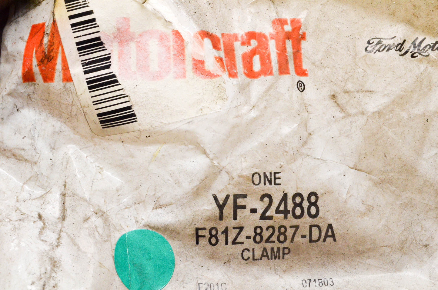 Motorcraft YF-2488, F81Z-8287-DA Hose Clamp NOS