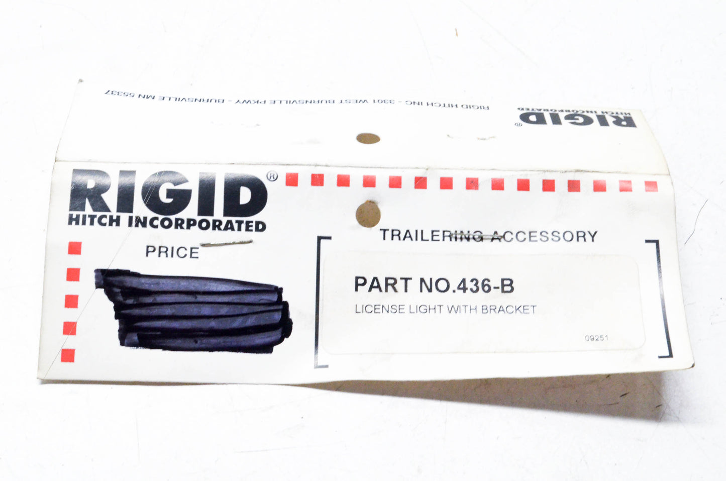 Rigid 436-B Lighted License Plate Bracket Kit NOS