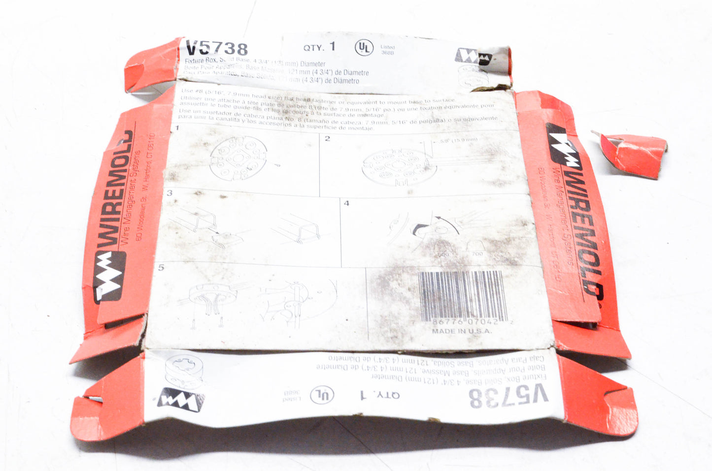 Wiremold V5738 Round Extension Box Kit NOS