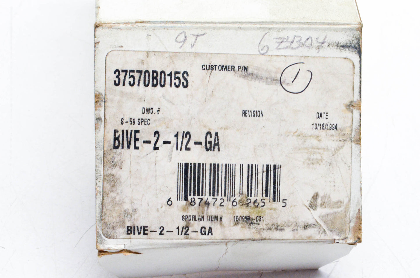Sporlan 37570B015S, BIVE-2-1/2-GA Thermostatic Expansion Valve Kit NOS