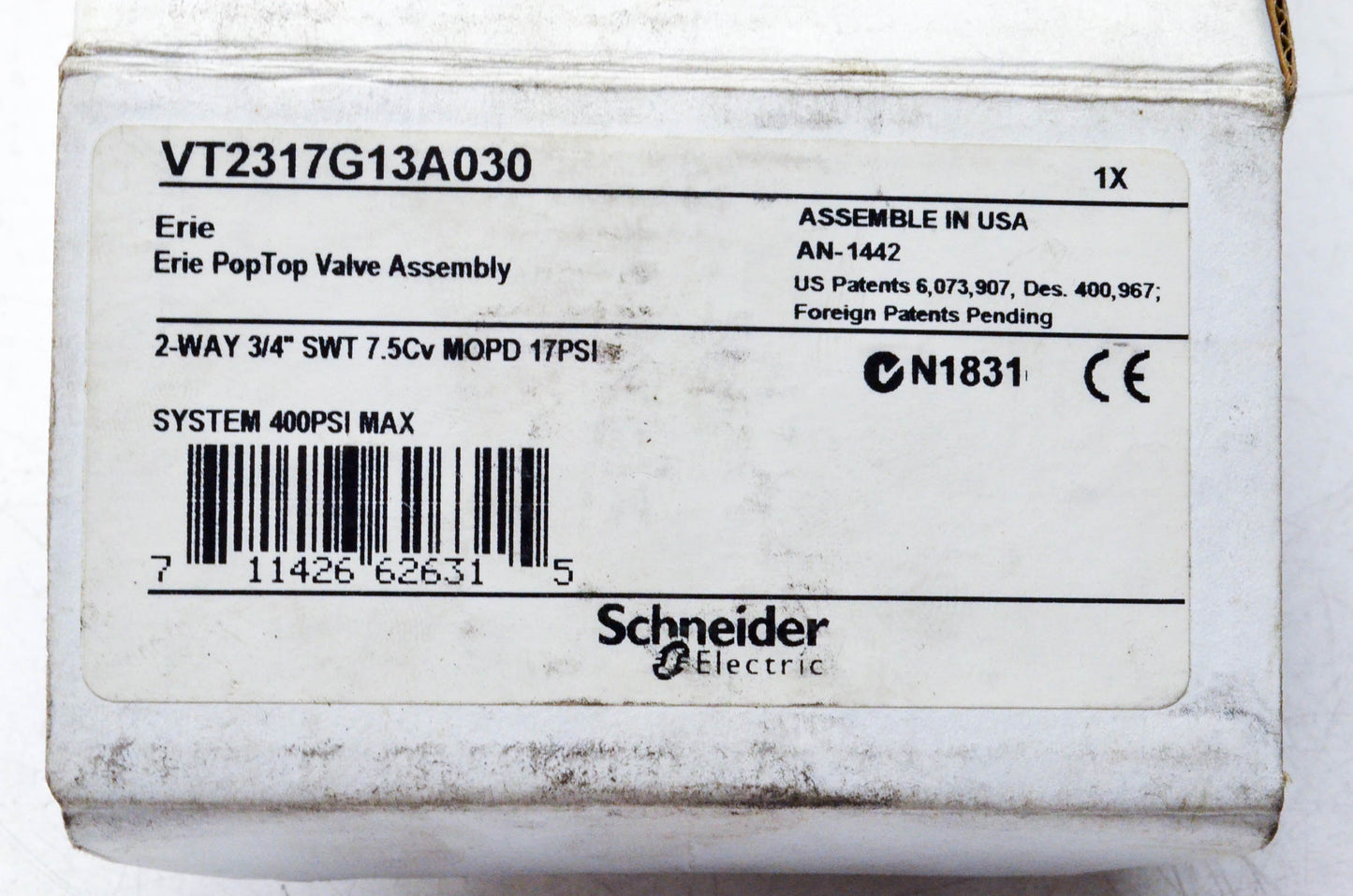 Schnieder Electric AG13A030, VT2317G13A030 2-Position Pop Top Actuator Assembly NOS