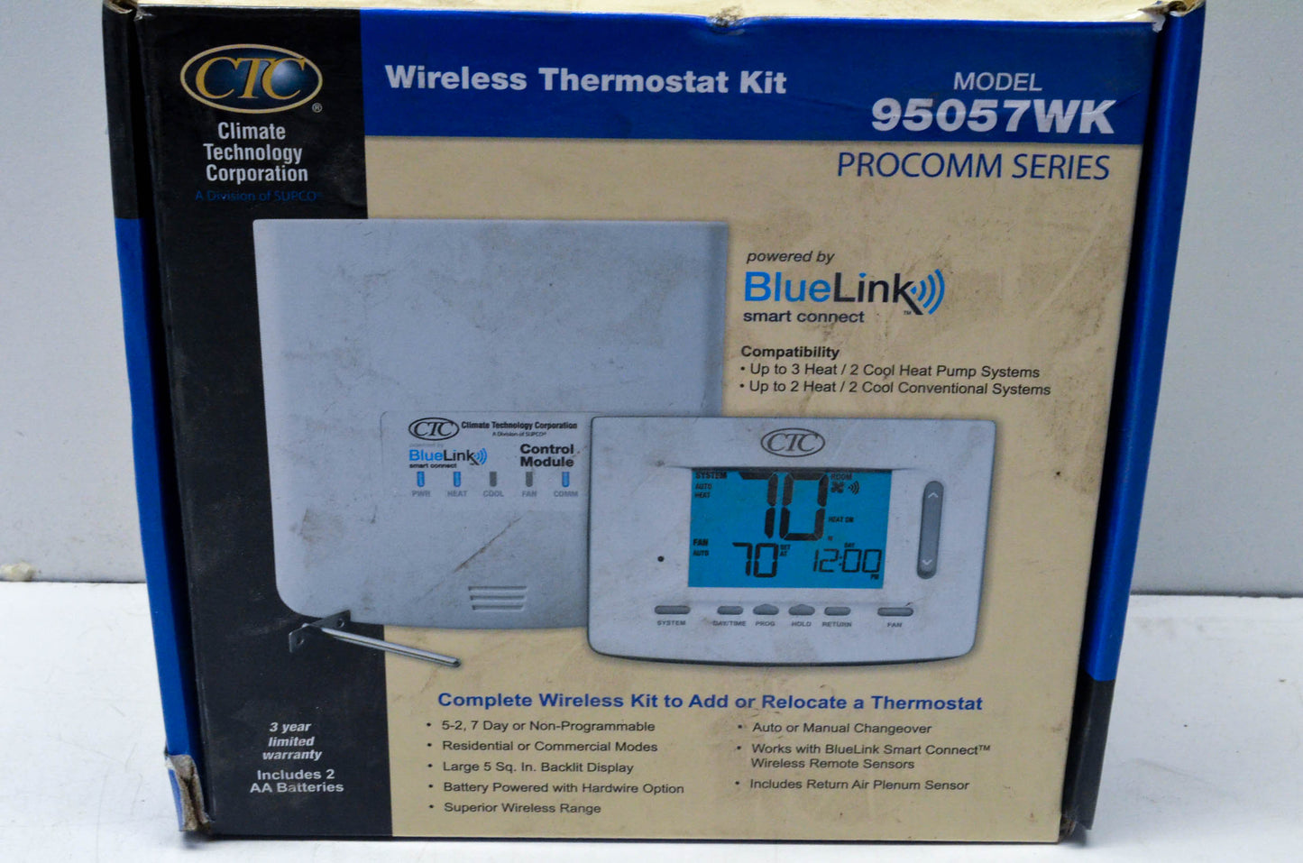 Climate Technology Corporation 95057WK Wireless Thermostat Kit NOS