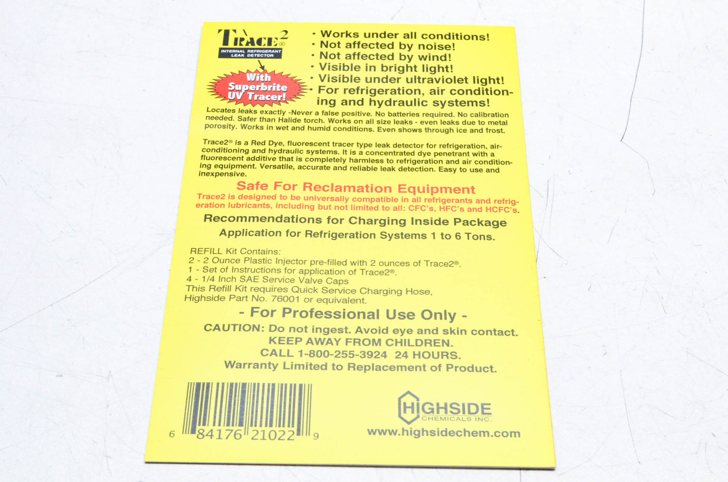 Highside Chemicals HS21022, 8471621022 Refrigerant Leak Dye Refill Kit NOS