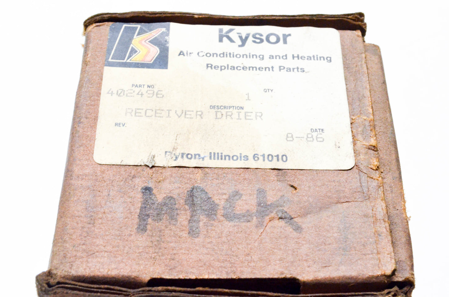 Kysor 402496 Drier Receiver NOS