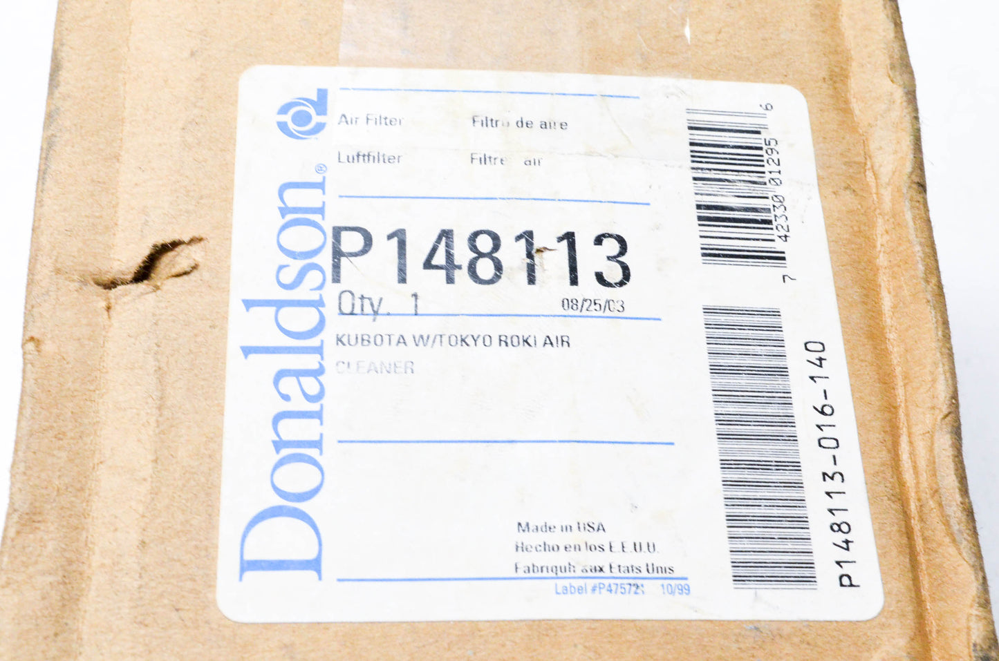 Donaldson P148113, P148113-016-140 Finned Primary Air Filter NOS