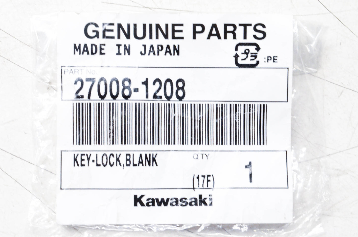 New OEM Kawasaki 27008-1208 Blank Key NOS