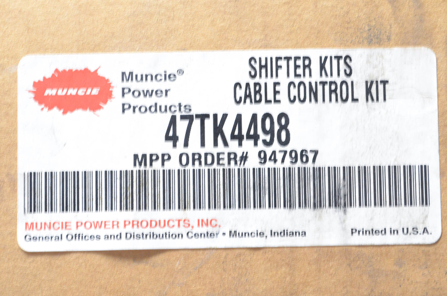 Muncie 47TK4498 Cable Control Kit NOS