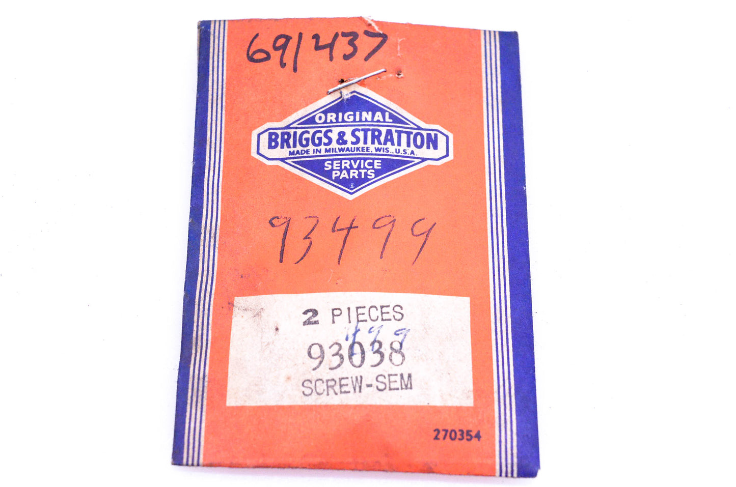 New OEM Briggs & Stratton 93038, 691437 Screws Qty 2 NOS