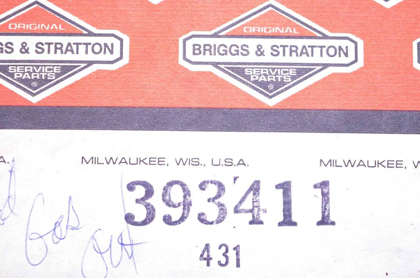 New OEM Briggs & Stratton 393411 Gasket Kit NOS