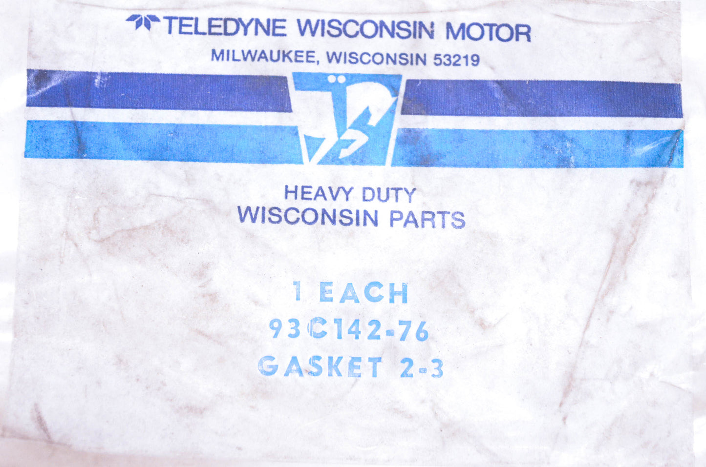Teledyne Wisconsin 93C142-76 Gasket NOS