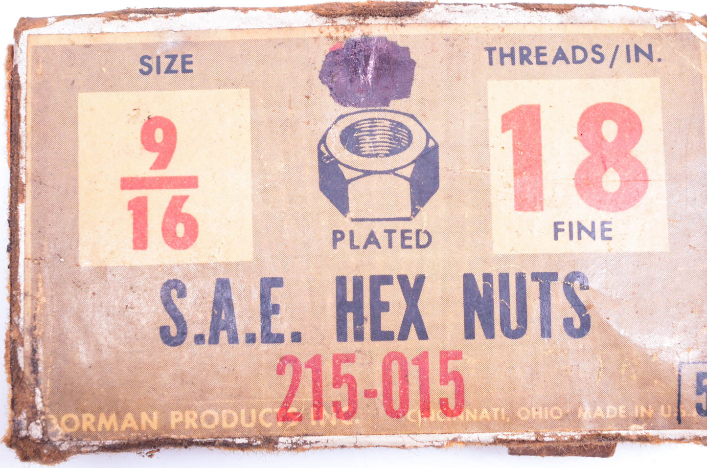 Dorman 215-015 SAE Hex Nuts 9/16-18 Qty 24 NOS