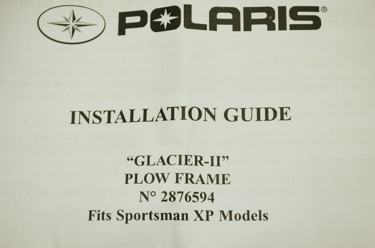 Plow Push Frame Glacier II+ XP NOS