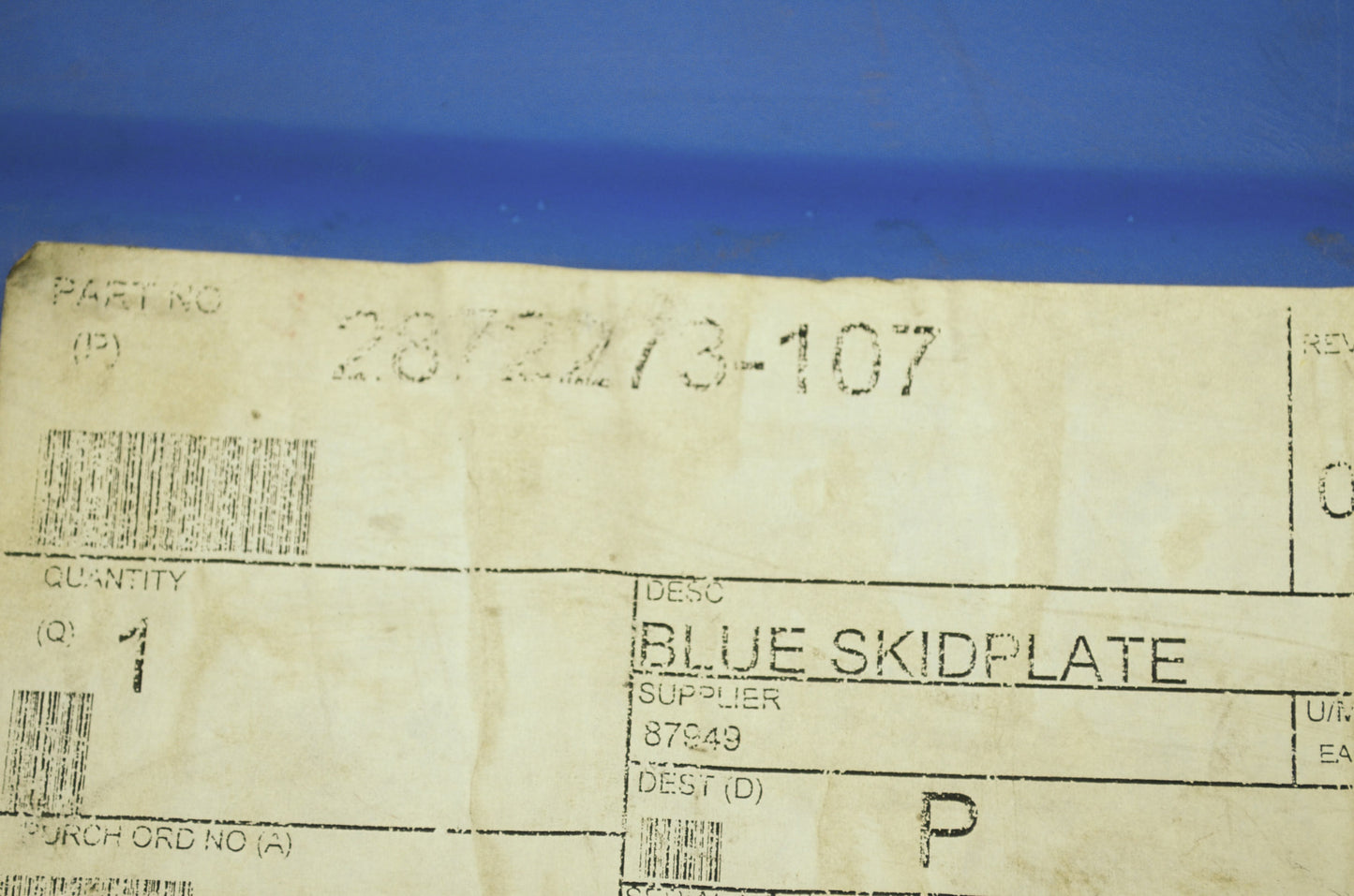 Skid Plate 340 Indy Medium Blue NOS