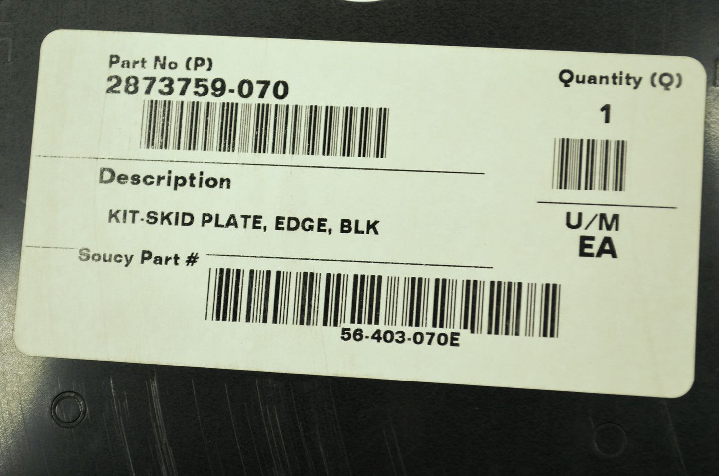 Skid Plate Black Edge NOS