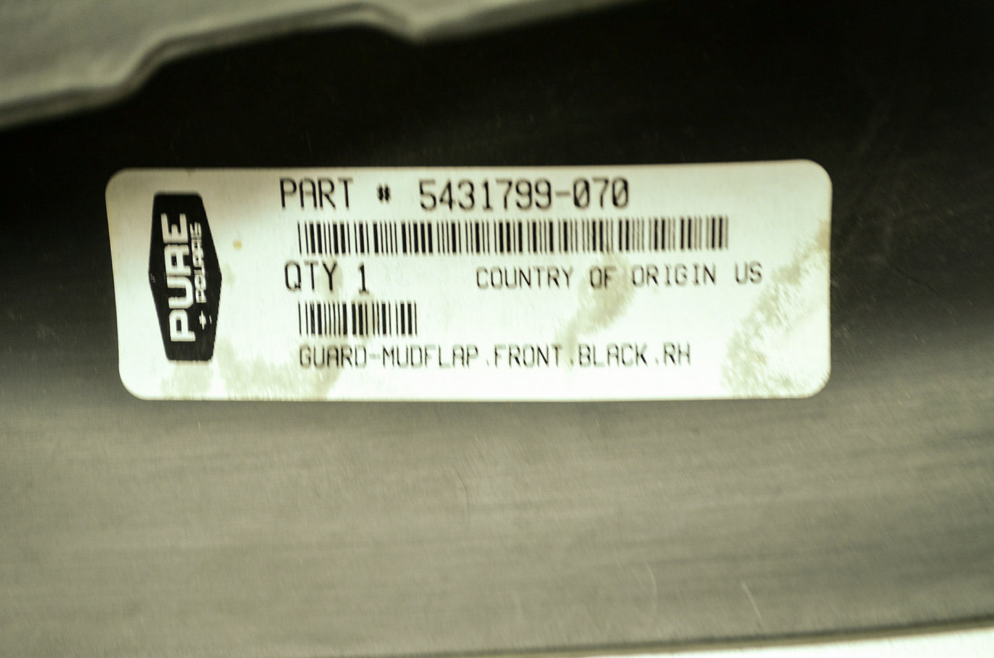 OEM Polaris 5431799-070 Right Black Front Mud Flap Guard NOS