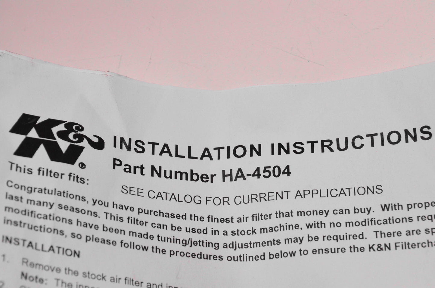 K&N HA-4504, 1011-0267 High Flow Air Filter NOS