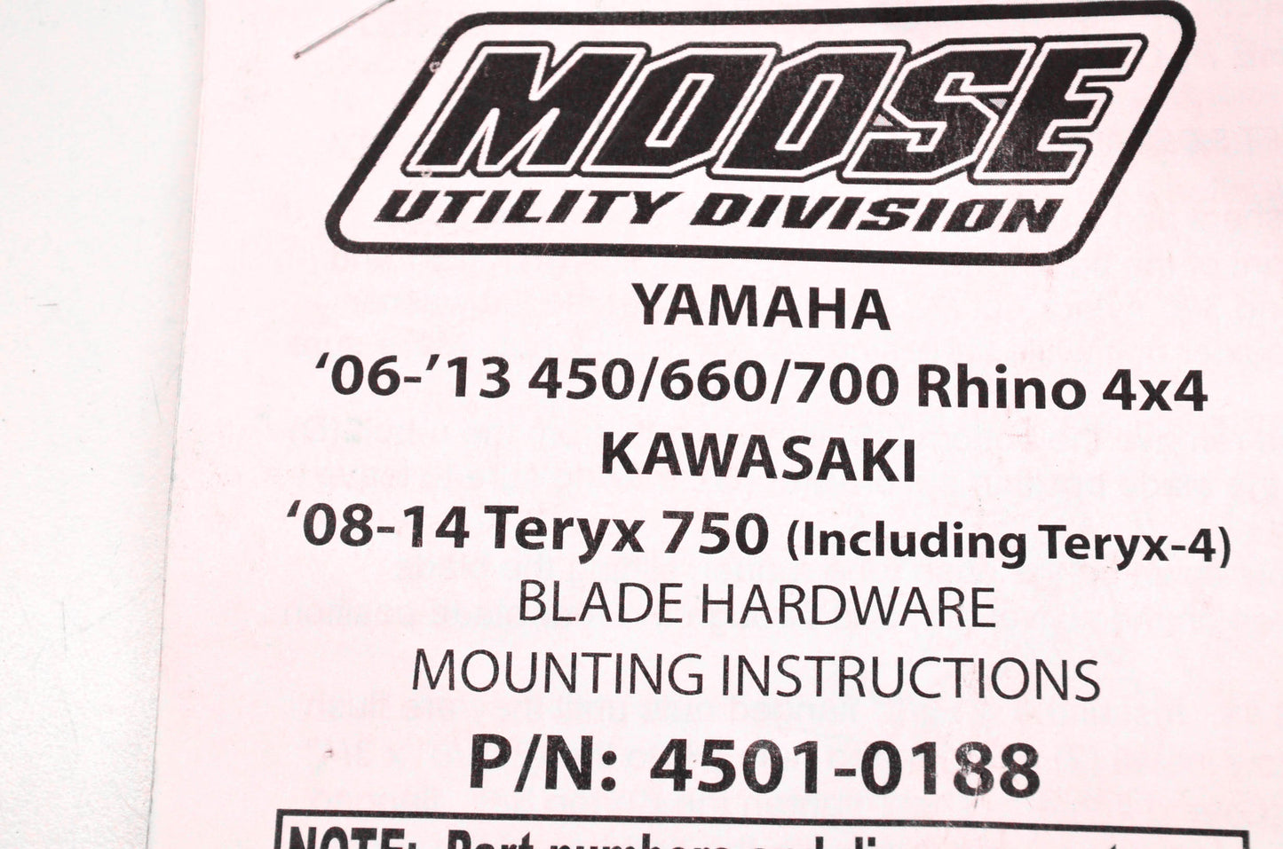 Moose Utility Division 4501-0188 Plow Mounting Kit NOS