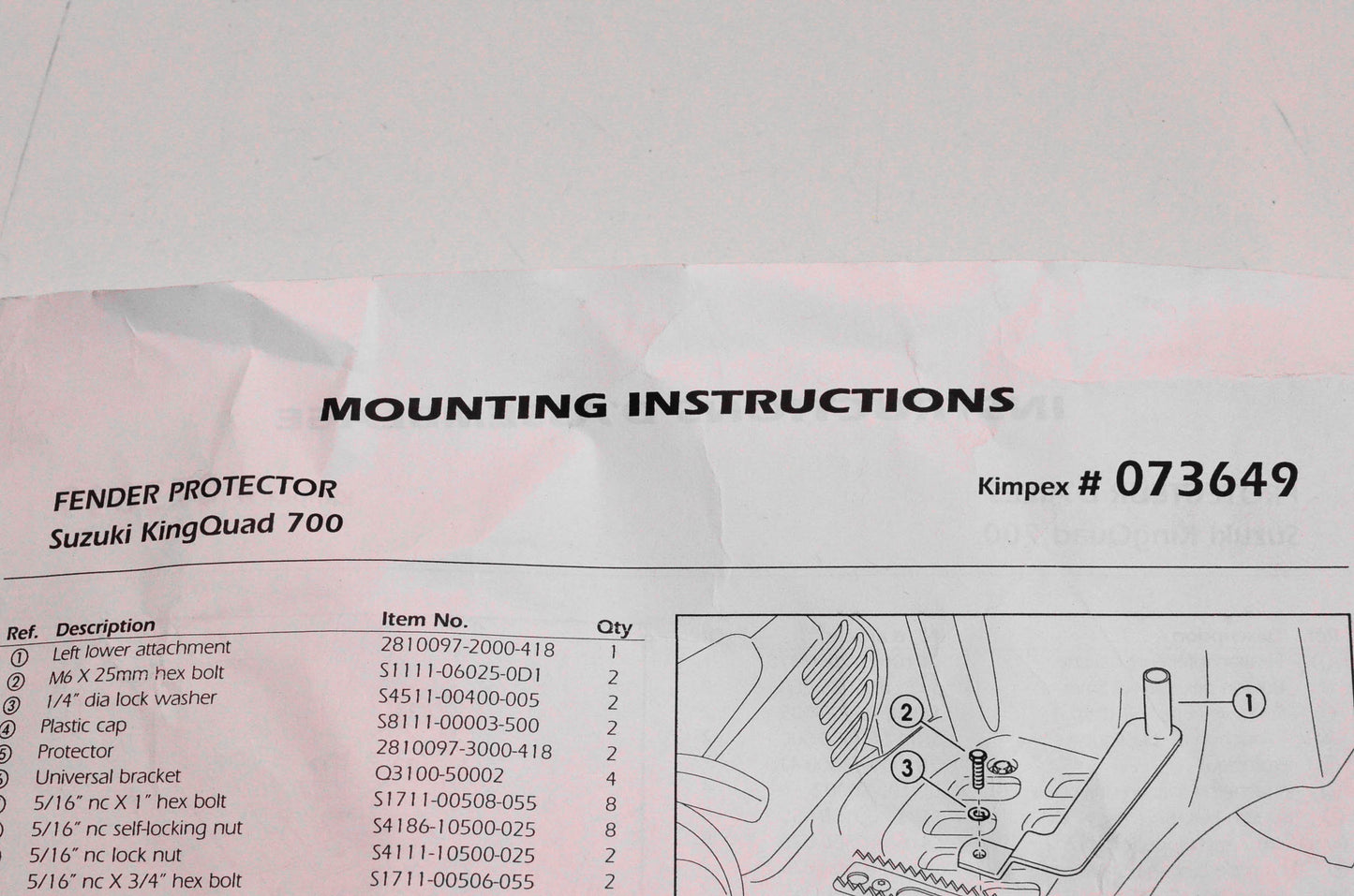 Kimpex 073649 Fender Protector Kit NOS