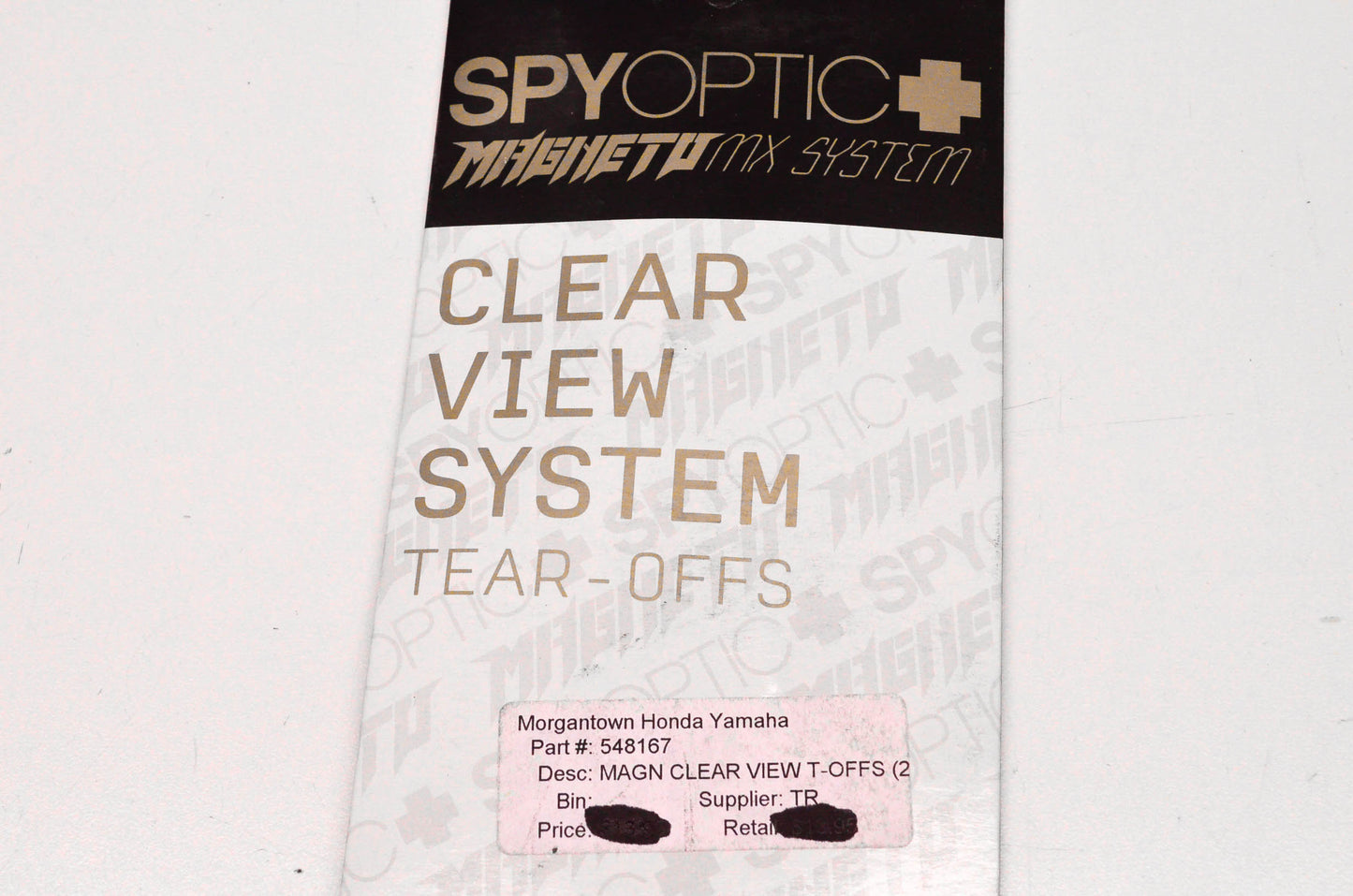 Spyoptic 54-8167, MMXCVOFF Clear View System Tear Offs 20 Pack NOS