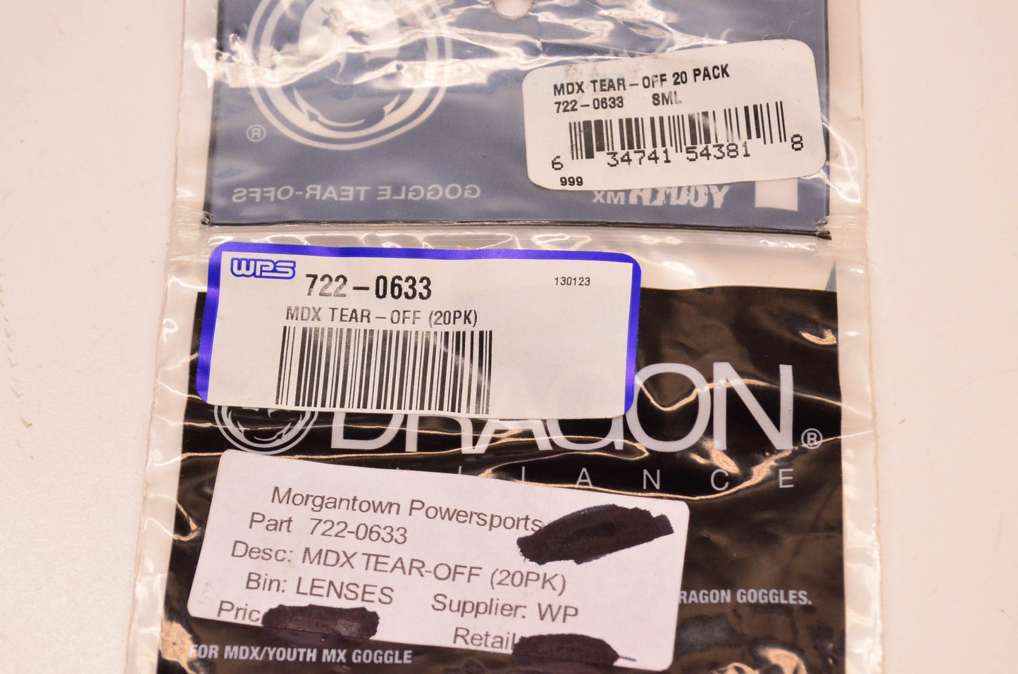 Dragon 722-0633 MDX Tear Off 20 Pack NOS