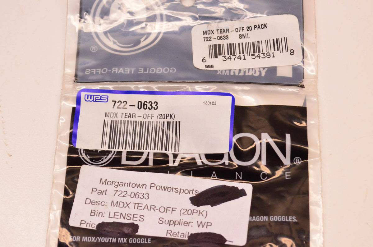Dragon 722-0633 MDX Tear Off 20 Pack NOS