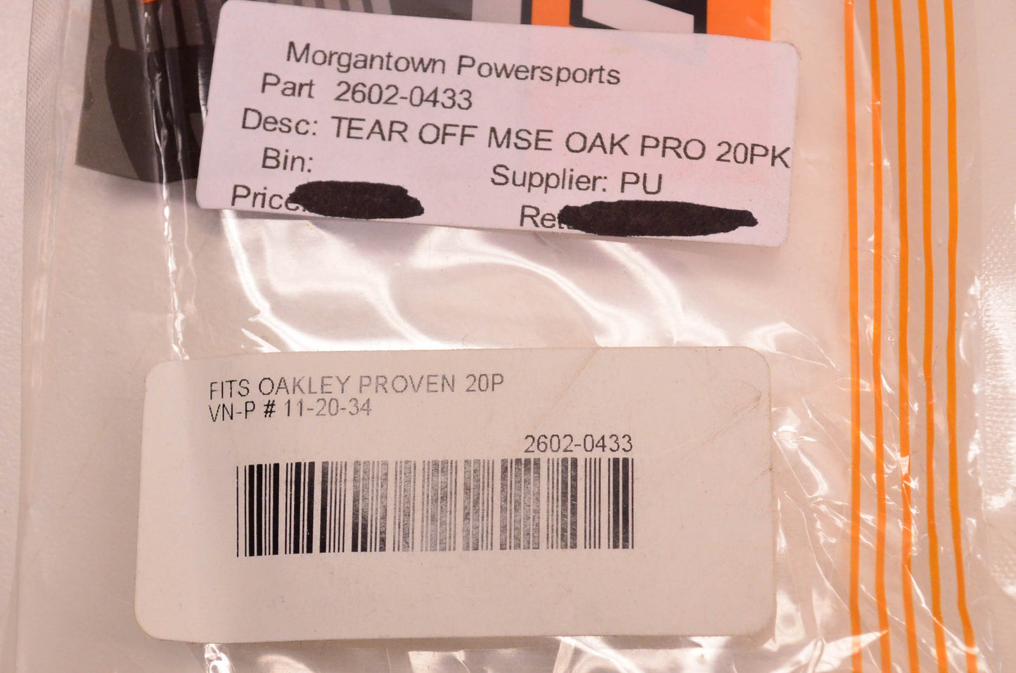 Moose Racing 2602-0433 Tear Off 20 Pack NOS
