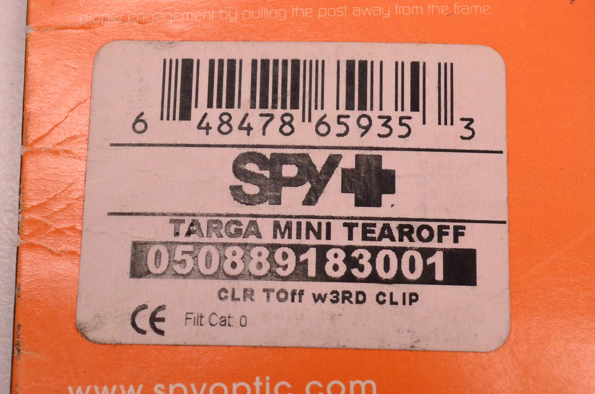 Spy 050889183001 Targa Mini Laminate Tear Off 10 Pack NOS