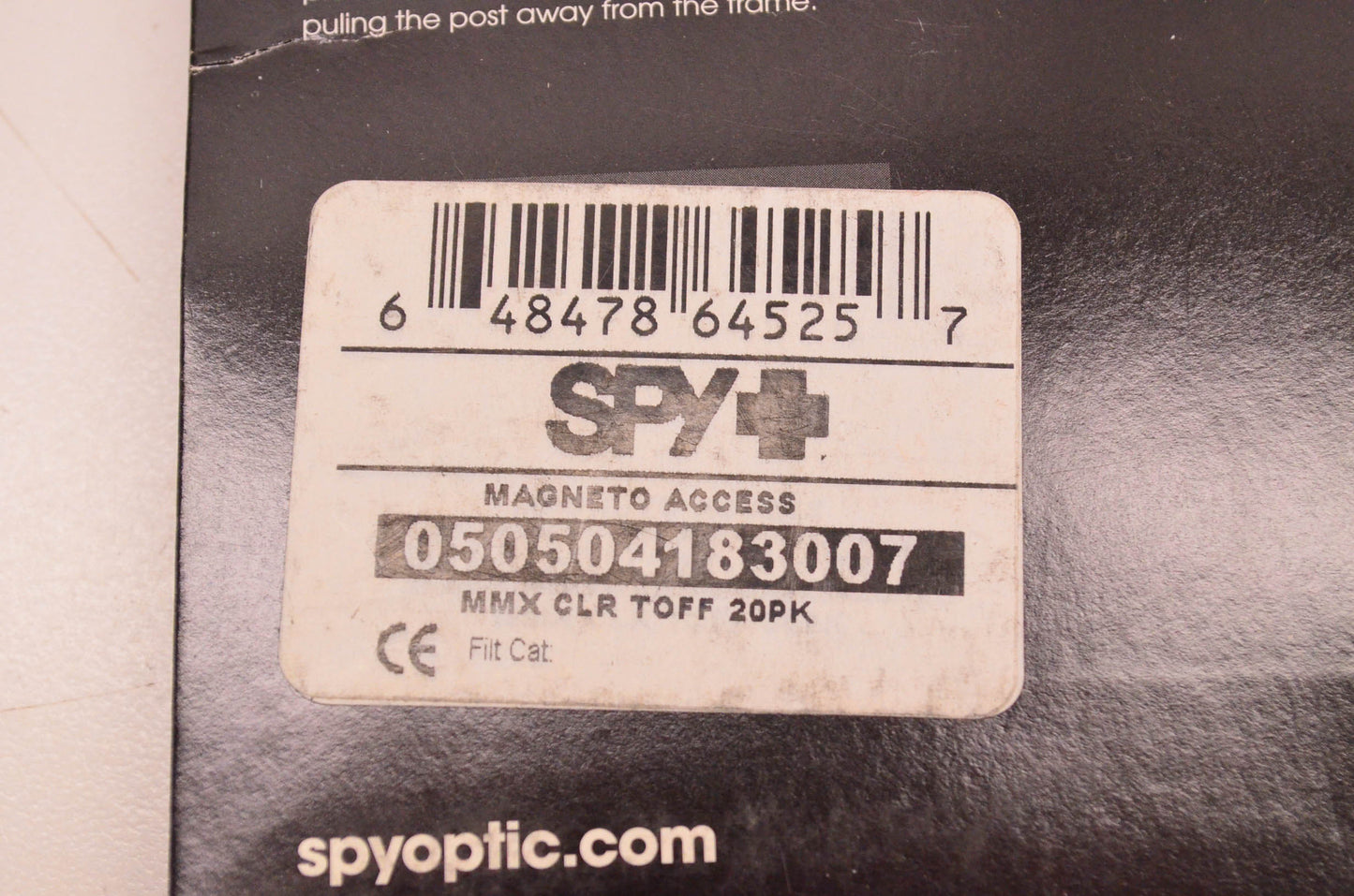 Spy 050504183007 Magneto Access MMX Clear Tear Off with Clip 20 Pack NOS