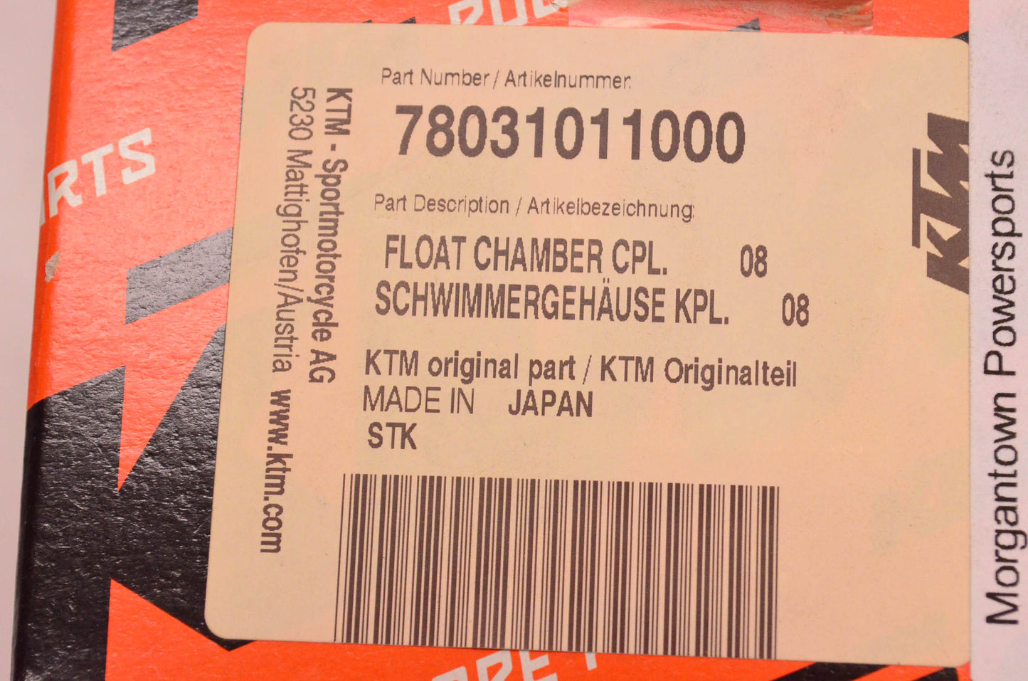 New OEM KTM 78031011000 Float Chamber Assembly NOS