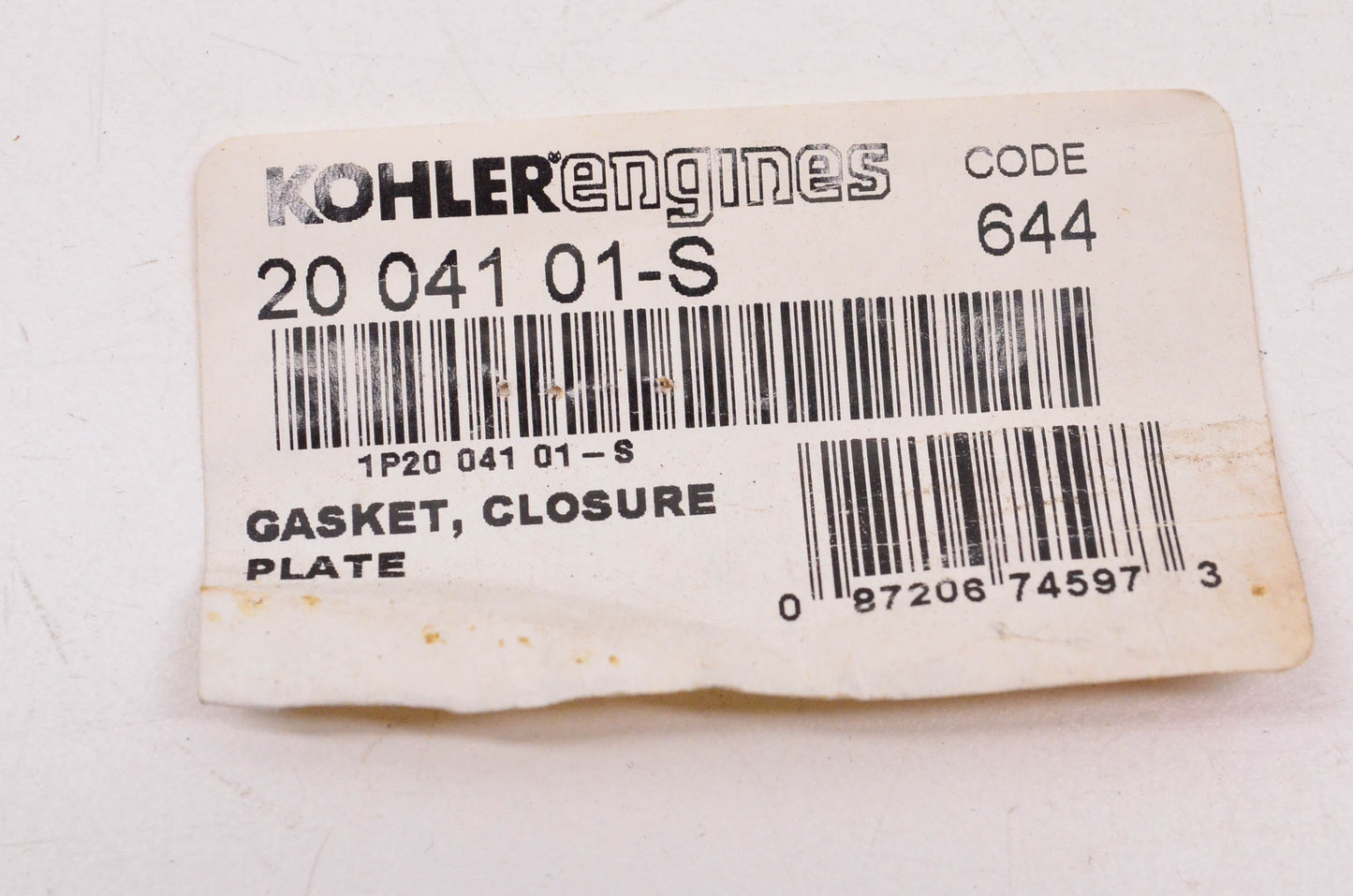 Kohler 20 041 01-S Closure Plate Gasket NOS