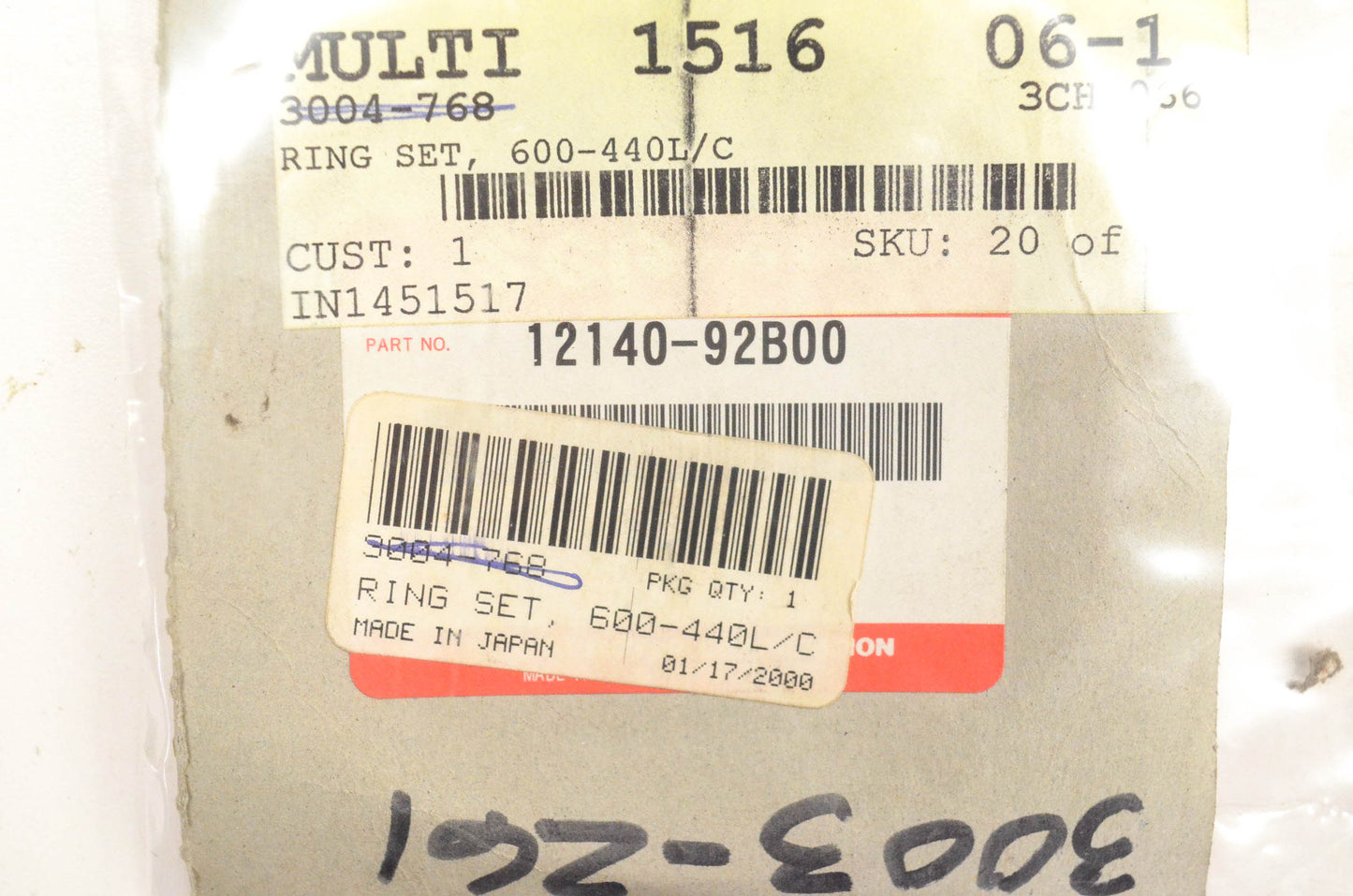 New OEM Arctic Cat 3004-768 Piston Ring Kit NOS
