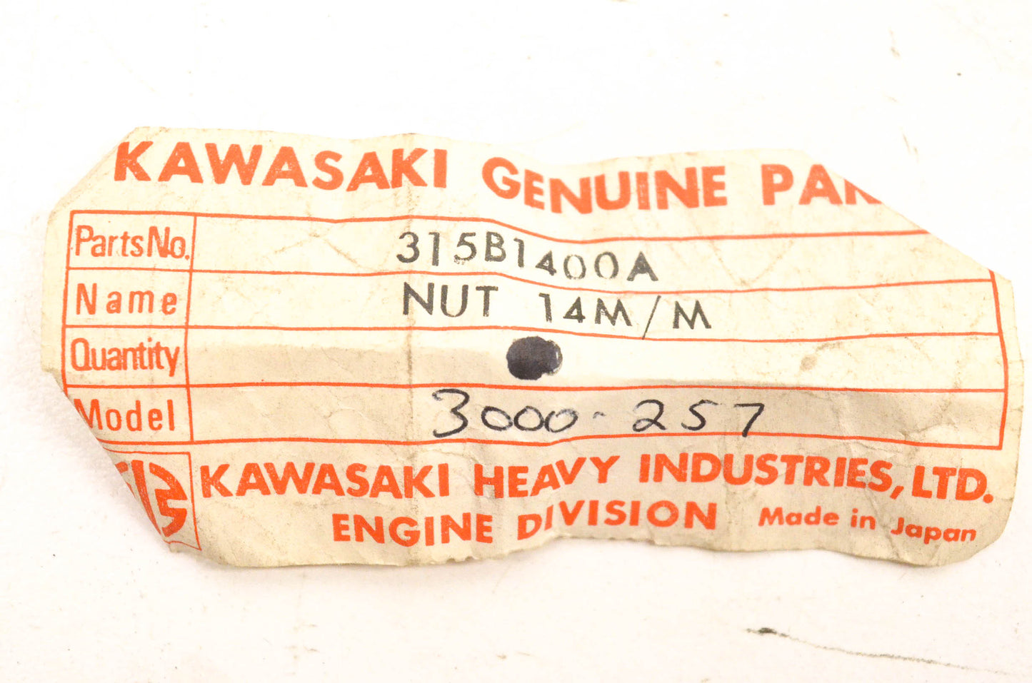 New OEM Arctic Cat 315B1400A, 3000-257 Cooling Fan Shaft Nut NOS