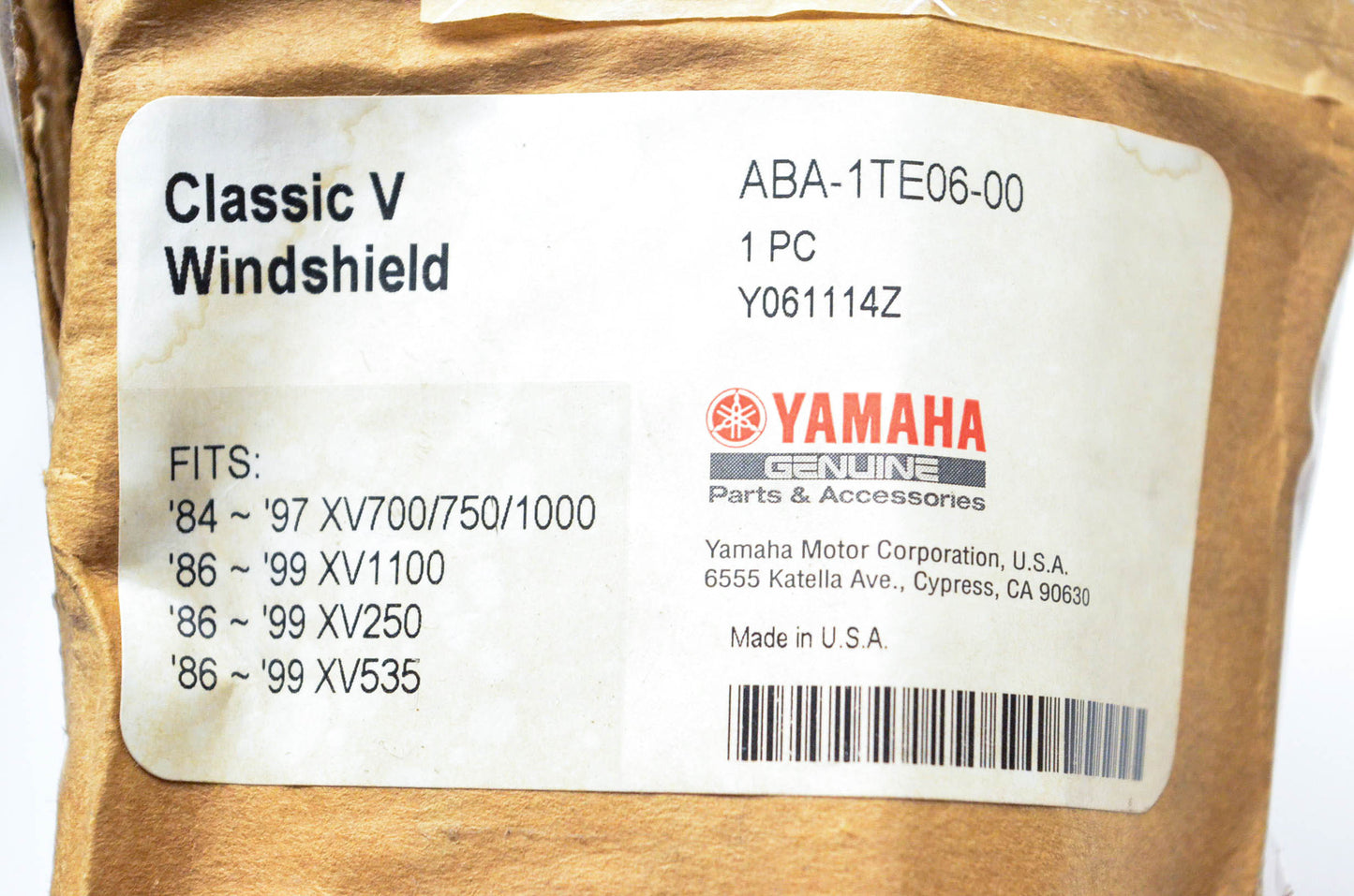 New OEM Yamaha ABA-1TE06-00-00 Classic V Windshield Assembly NOS