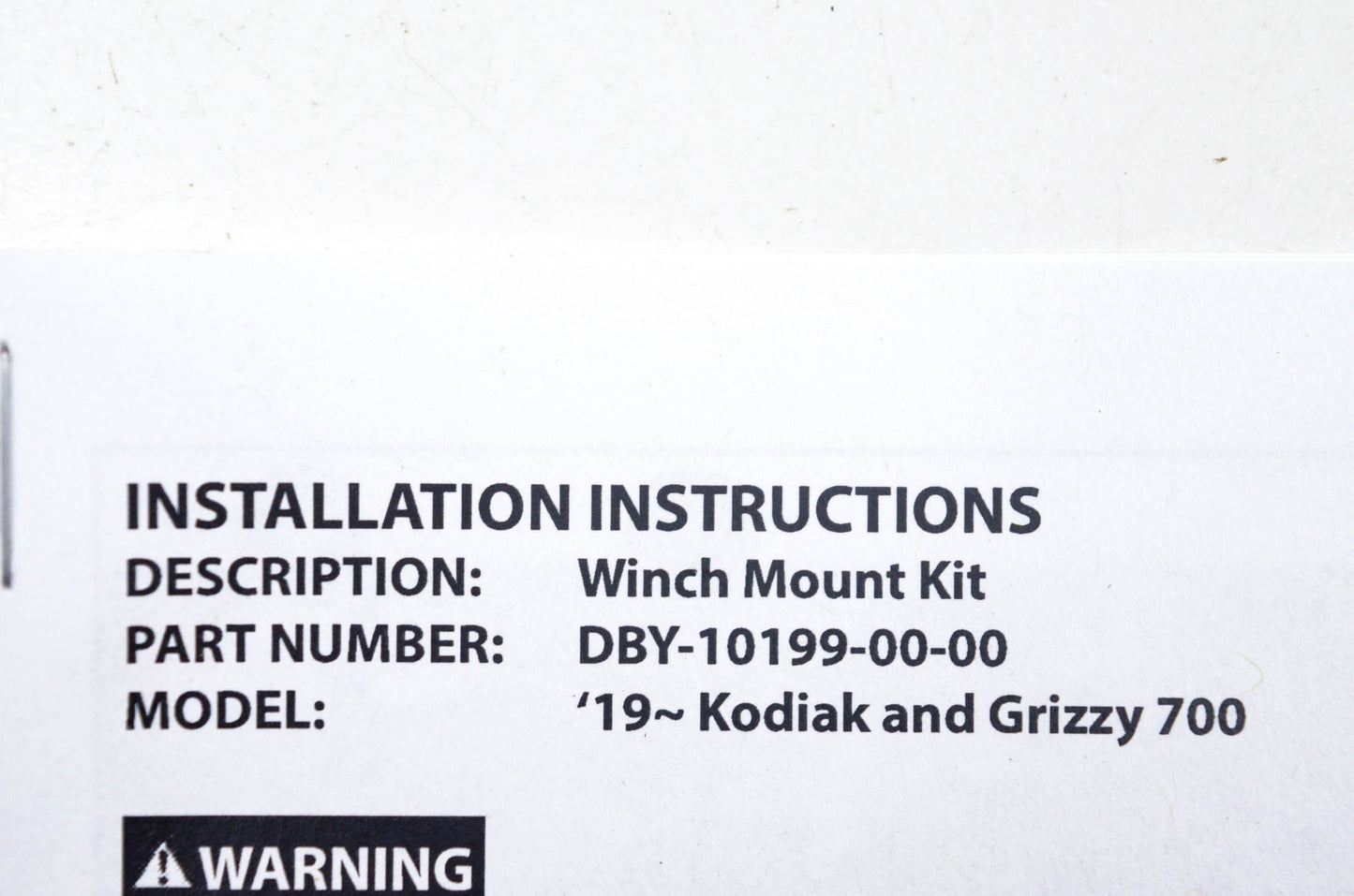 New OEM Yamaha DBY-10199-00-00, 101990 Warn Winch Mount Kit NOS