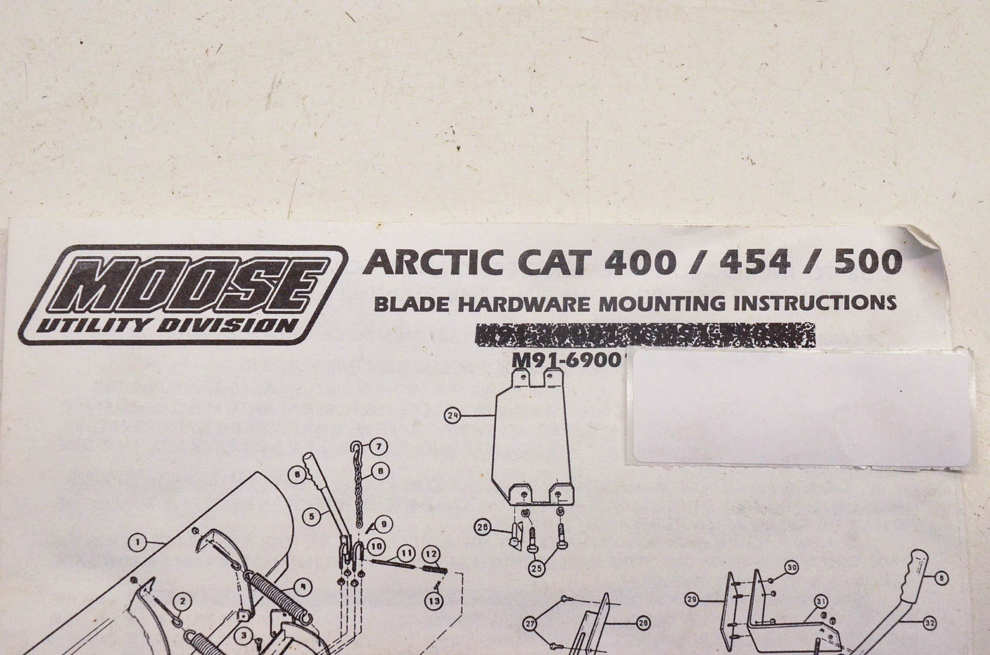 Moose Utility Division M91-69001 Rear Plow Mount Bracket Kit NOS
