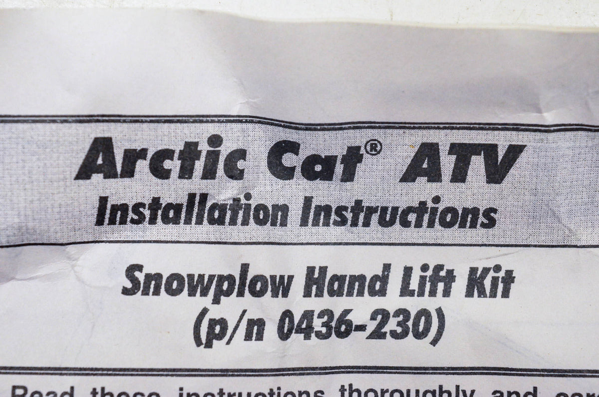 New OEM Arctic Cat 0436-230 Snow Plow Hand Lift Kit NOS