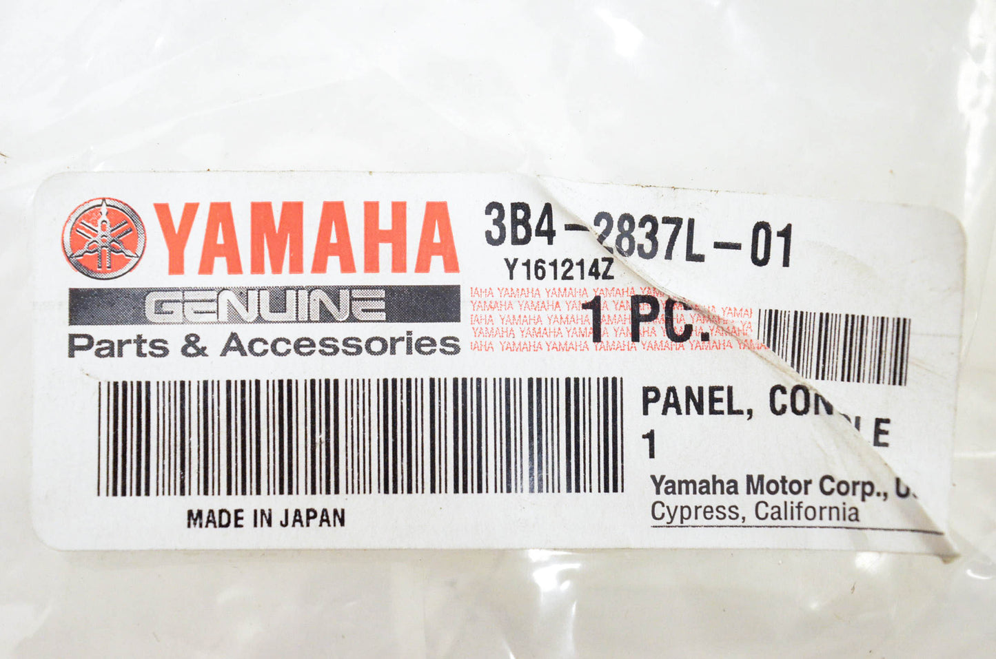 New OEM Yamaha 3B4-2837L-01-00 Console Panel NOS